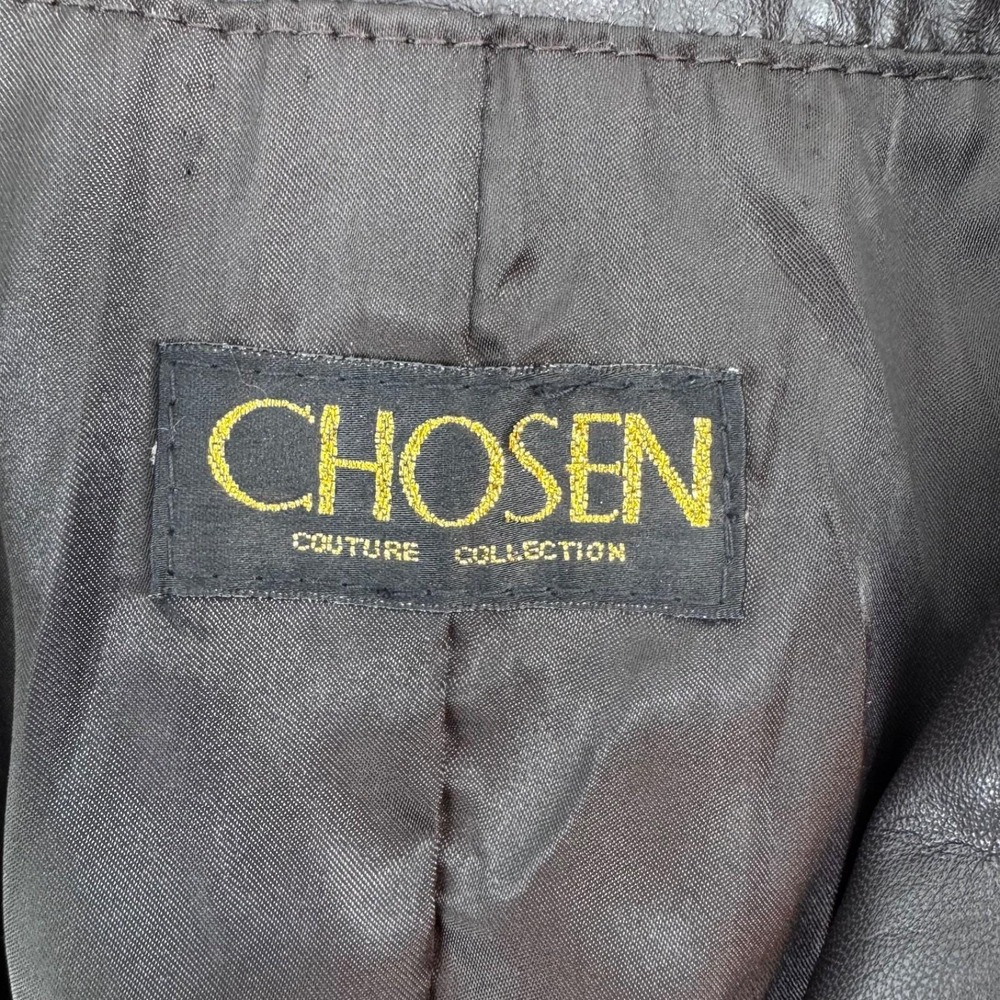 Vintage Chosen Couture XL Black Leather Blazer Jacket Women's Mid Length Parisia - Picture 8 of 16